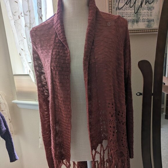 *SOLD* Grace & Lace orange fringe 2-way sweater - Picture 1 of 2
